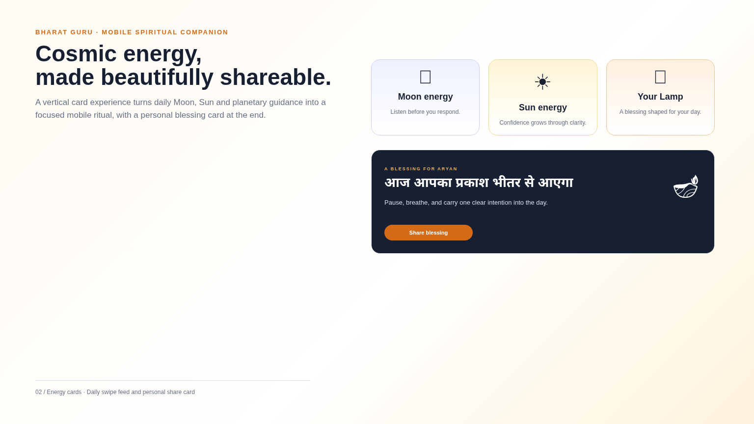Bharat Guru daily energy cards and shareable personal blessing