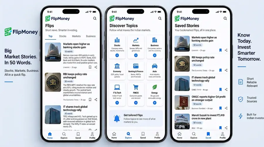 FlipMoney mobile financial short-news feed