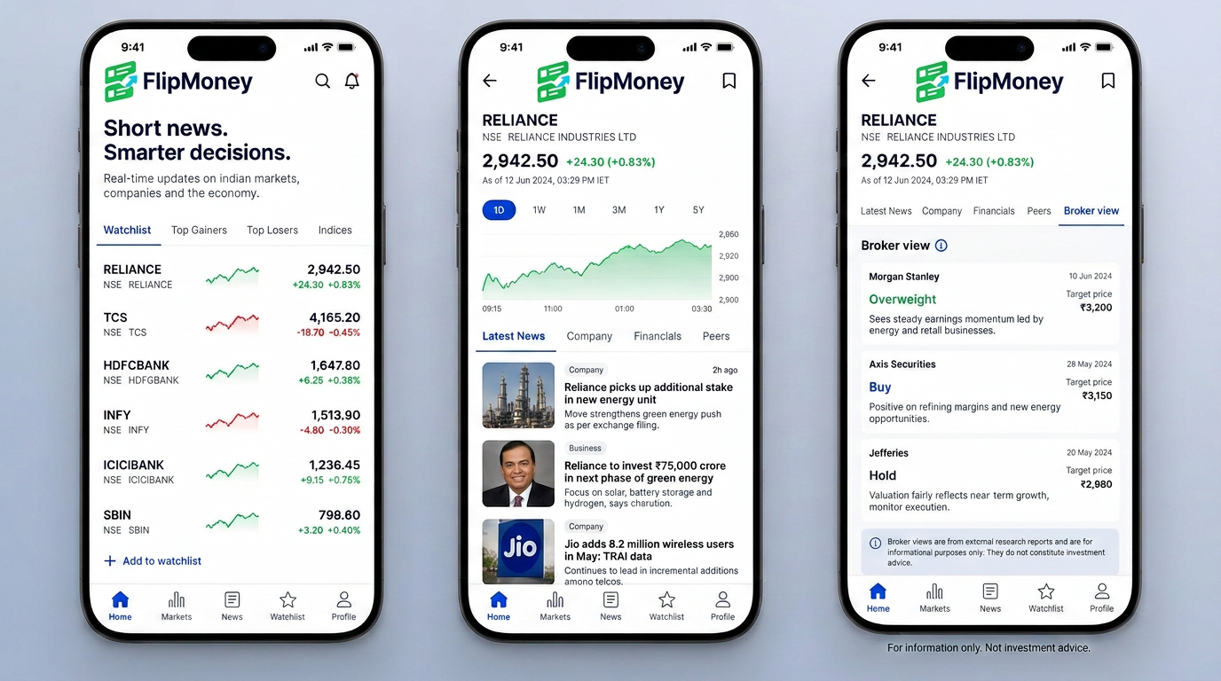 FlipMoney mobile stock watchlist, company news and broker viewpoints