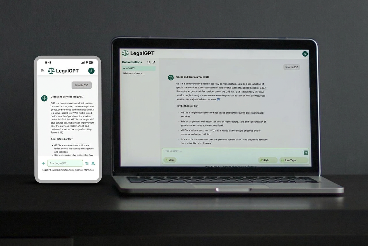 LegalGPT legal assistant running across mobile and web