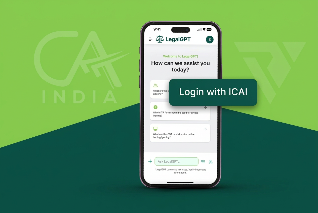 LegalGPT mobile app with ICAI member login for Chartered Accountants